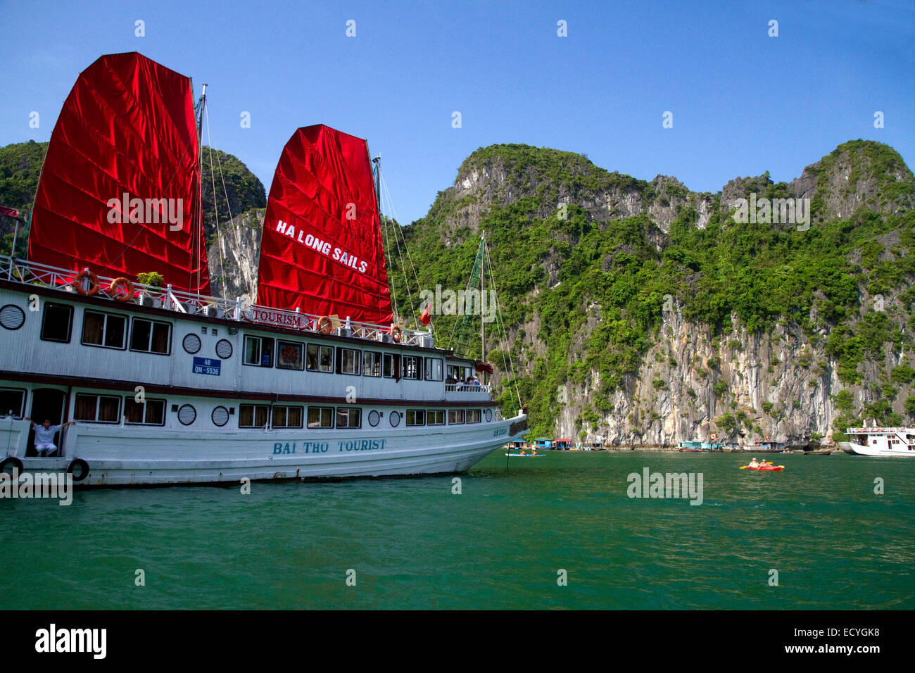 Tour boats in Ha Long Bay, Vietnam. Stock Photo