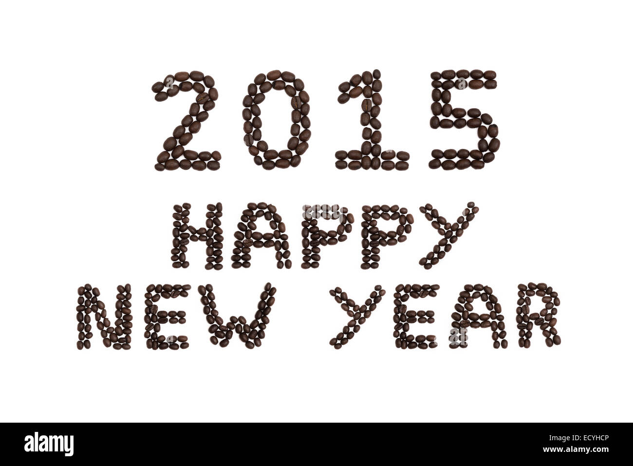'2015 Happy New Year' written with coffee beans Stock Photo