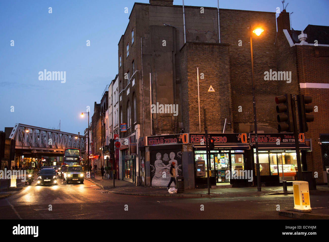 Kebab shop fast food restaurant on City Road in East London, UK. Stock Photo