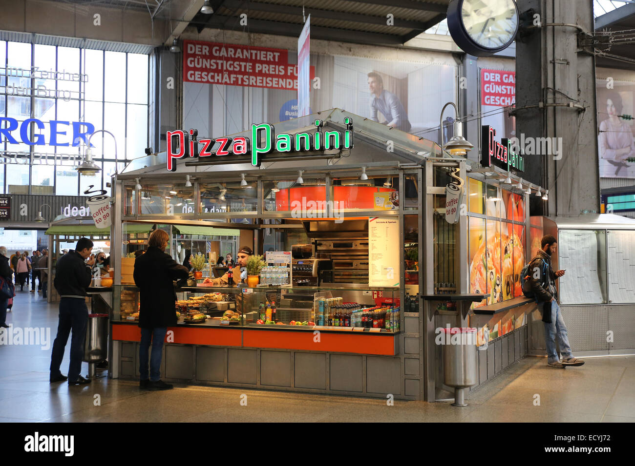 pizza panini shop inside Munich HBF main railway train station Stock Photo