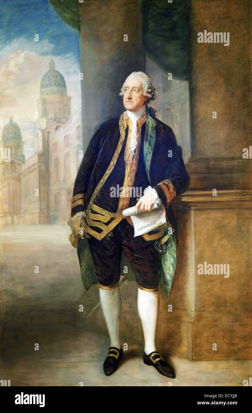 John Montagu, 4th Earl of Sandwich by Thomas Gainsborough, British statesman, best known for the claim that he was the eponymous inventor of the sandwich. Stock Photo