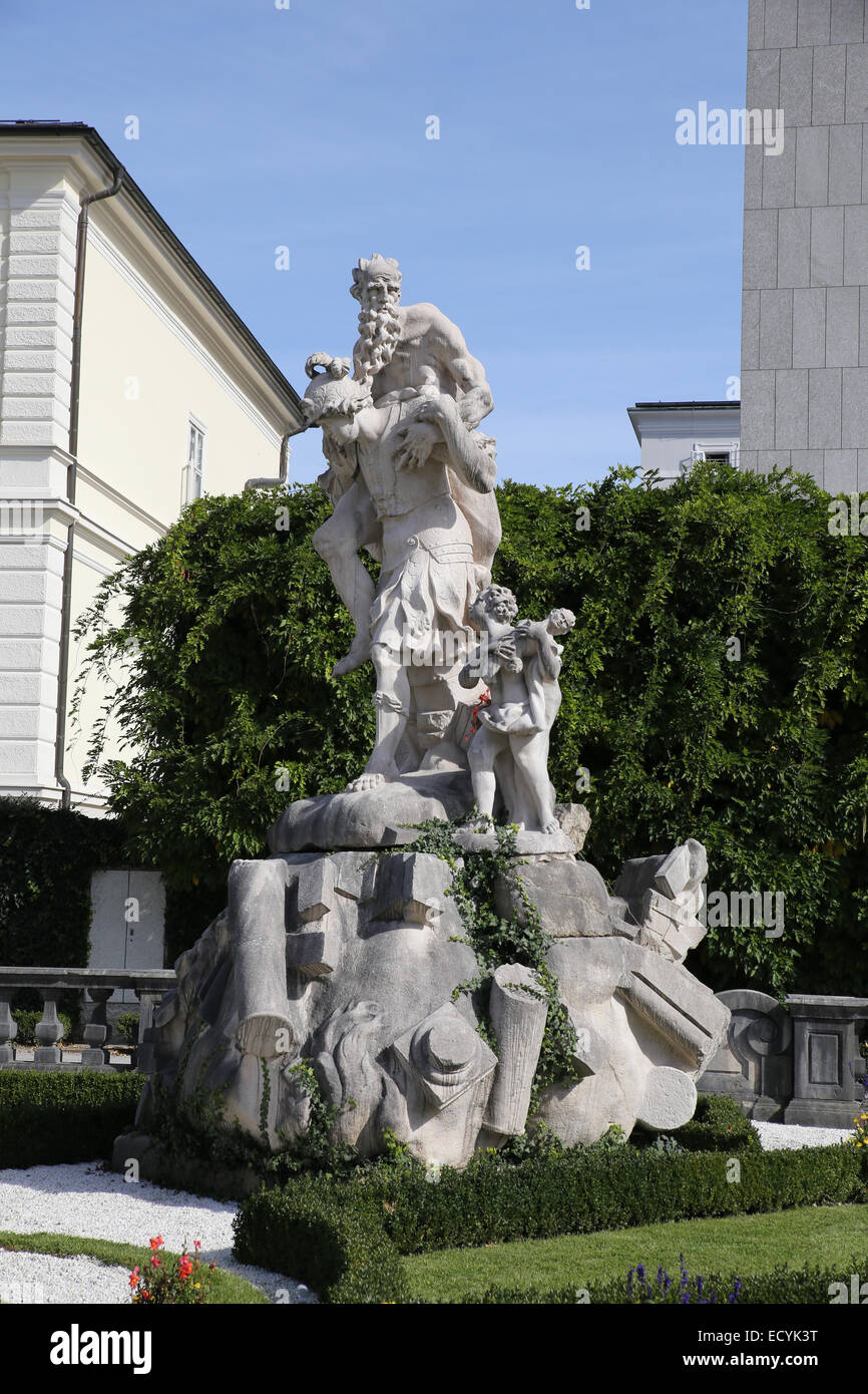 outdoor Greek sculpture Mirabell garden palace Stock Photo
