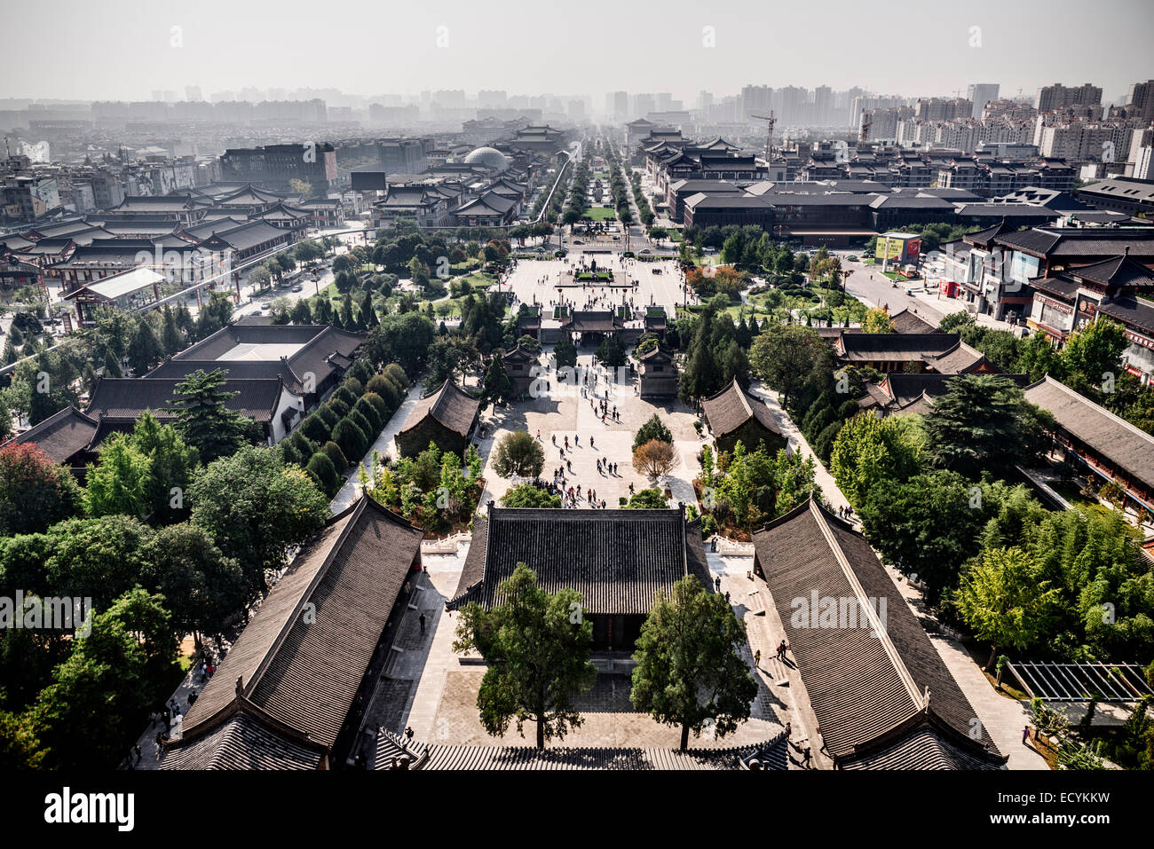 License available at MaximImages.com - Xi'an aerial city view from Giant Wild Goose Pagoda. Xi'an, Shaanxi, China 2014 Stock Photo