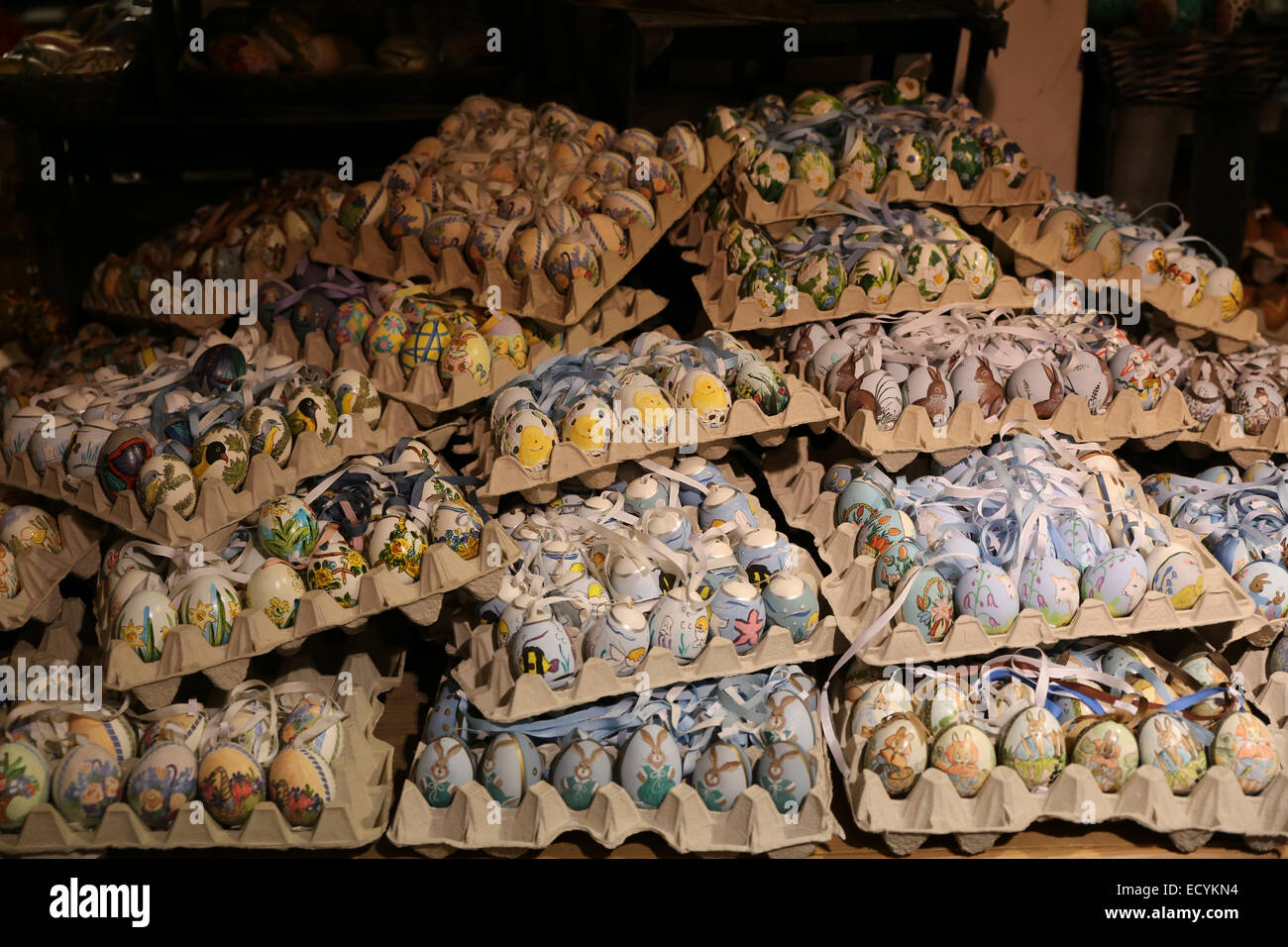 Salzburg painted egg shells store Stock Photo