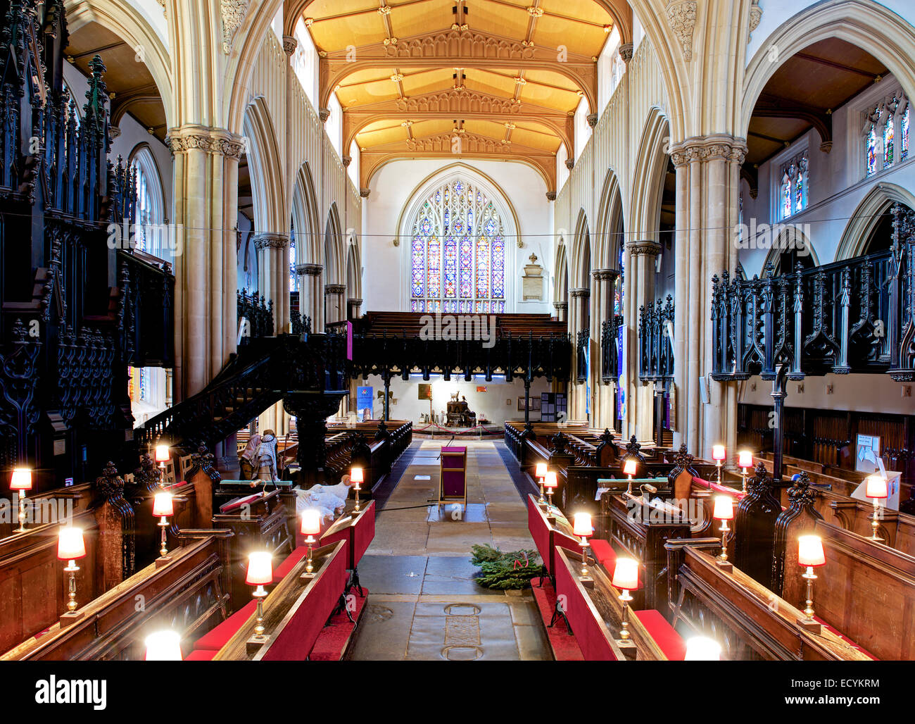 Interior of Leeds Minster, Kirkgate, Leeds, West Yorkshire, England UK Stock Photo