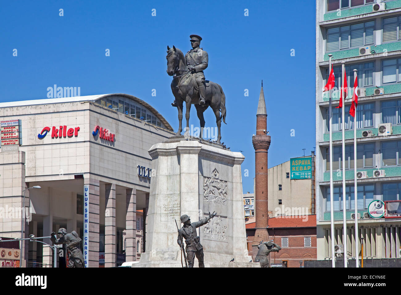 Victory Monument, equestrian statue of Mustafa Kemal Atatürk, Turkish army officer and first President of Turkey at Ankara Stock Photo