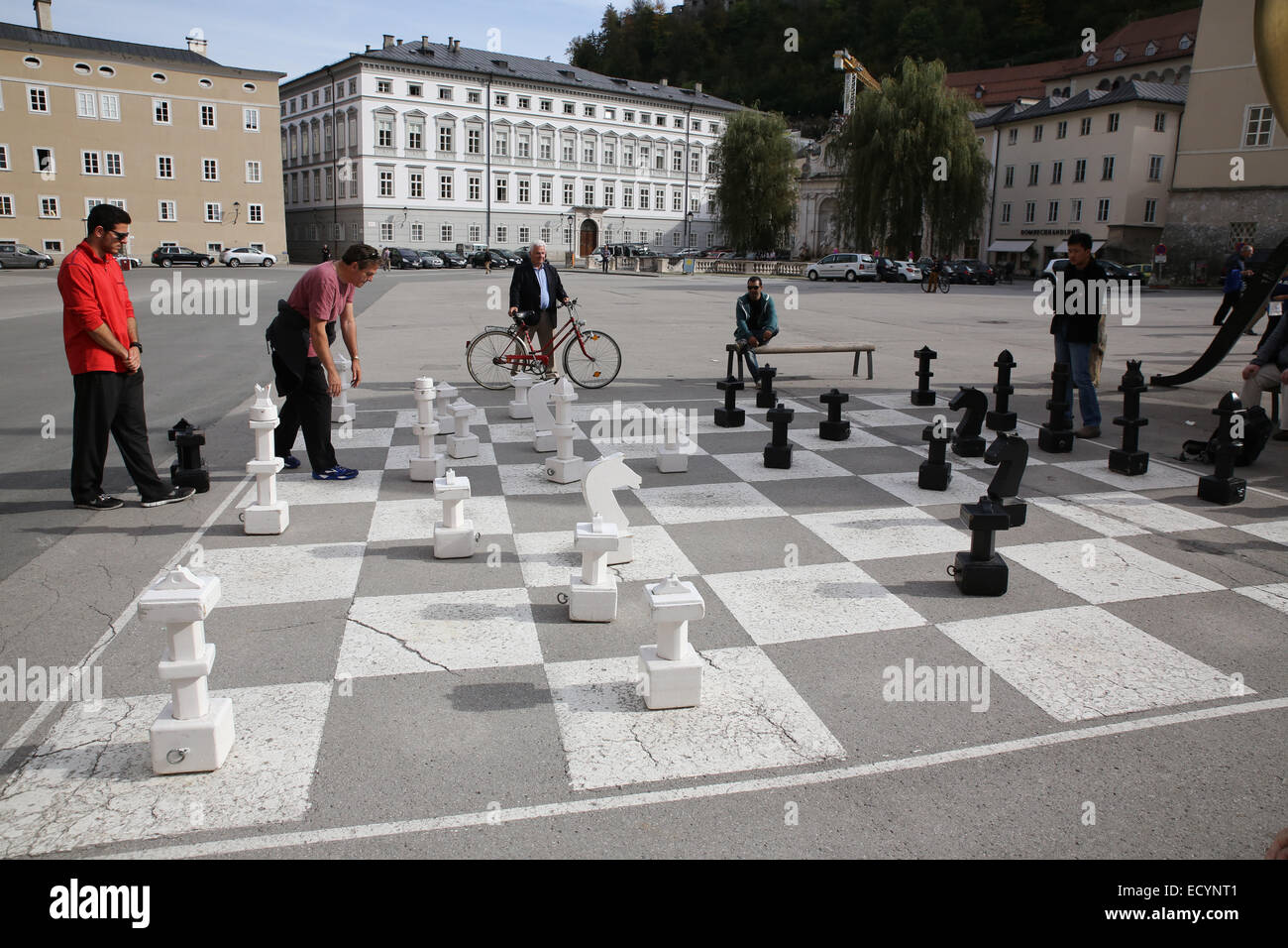 giant outdoor chess board Salzburg Stock Photo