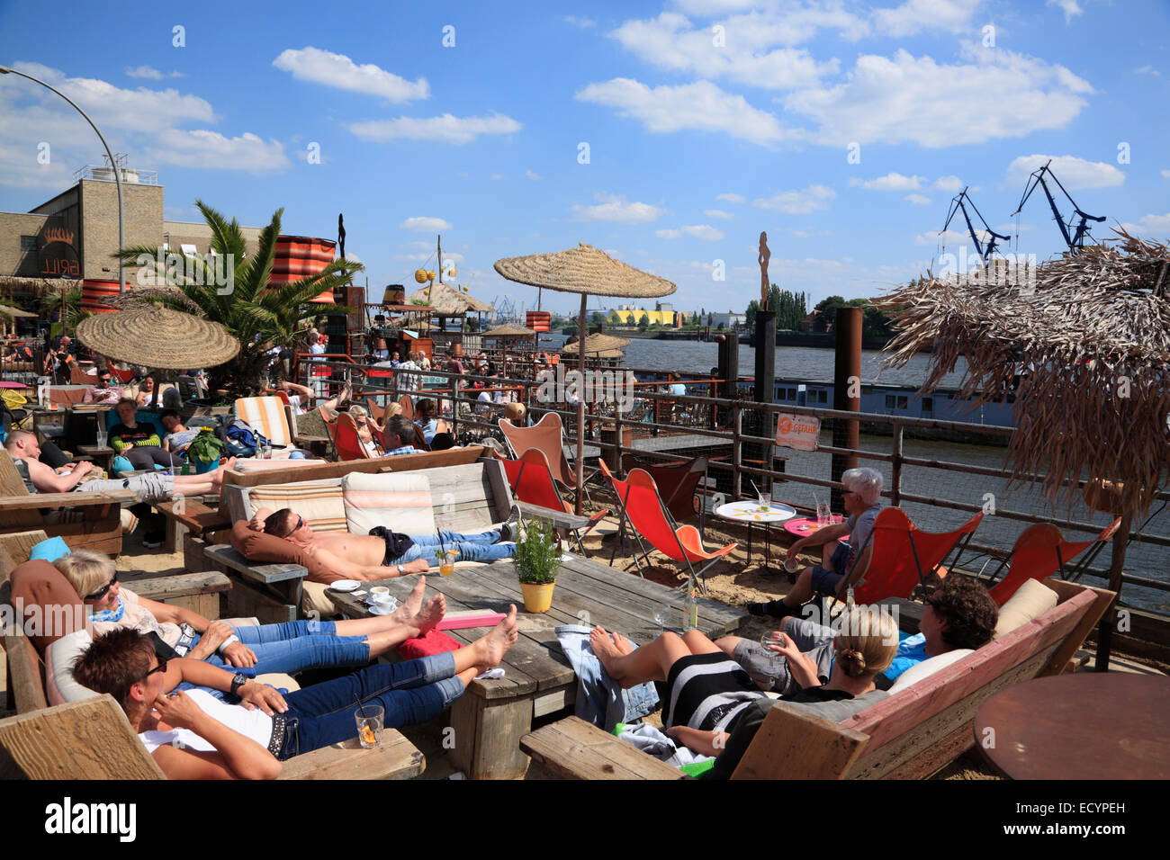 City Beach STRAND PAULI, St. Pauli, Hamburg, Germany, Europe Stock