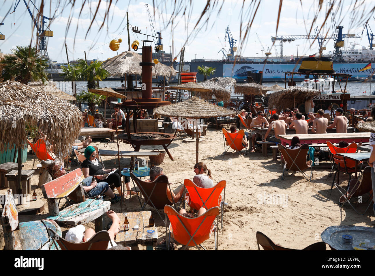 City Beach STRAND PAULI, St. Pauli, Hamburg, Germany, Europe Stock