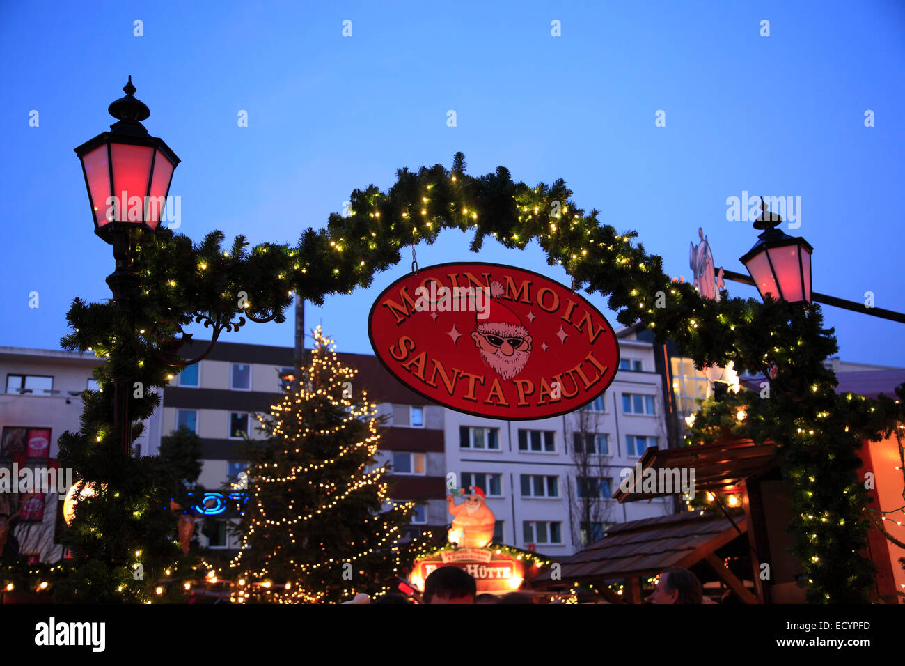 Christmas market Santa Pauli at Reeperbahn, St. Pauli, Hamburg, Germany