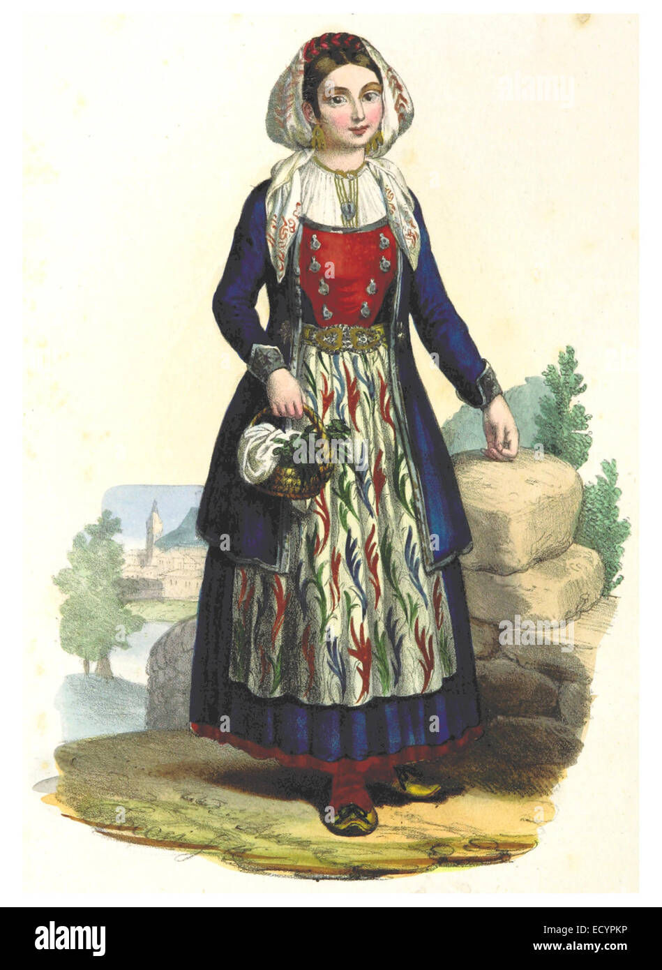 CARRARA(1846) Dalmazia (7) Vorstädterin von Sebenico Stock Photo