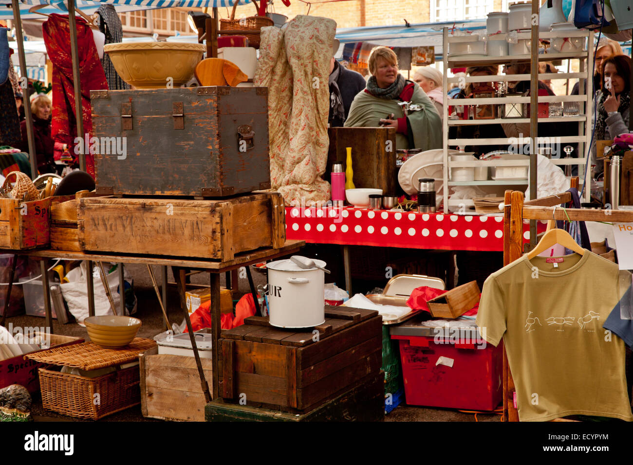 Market stalls in the Ludlow market, Shropshire UK Stock Photo