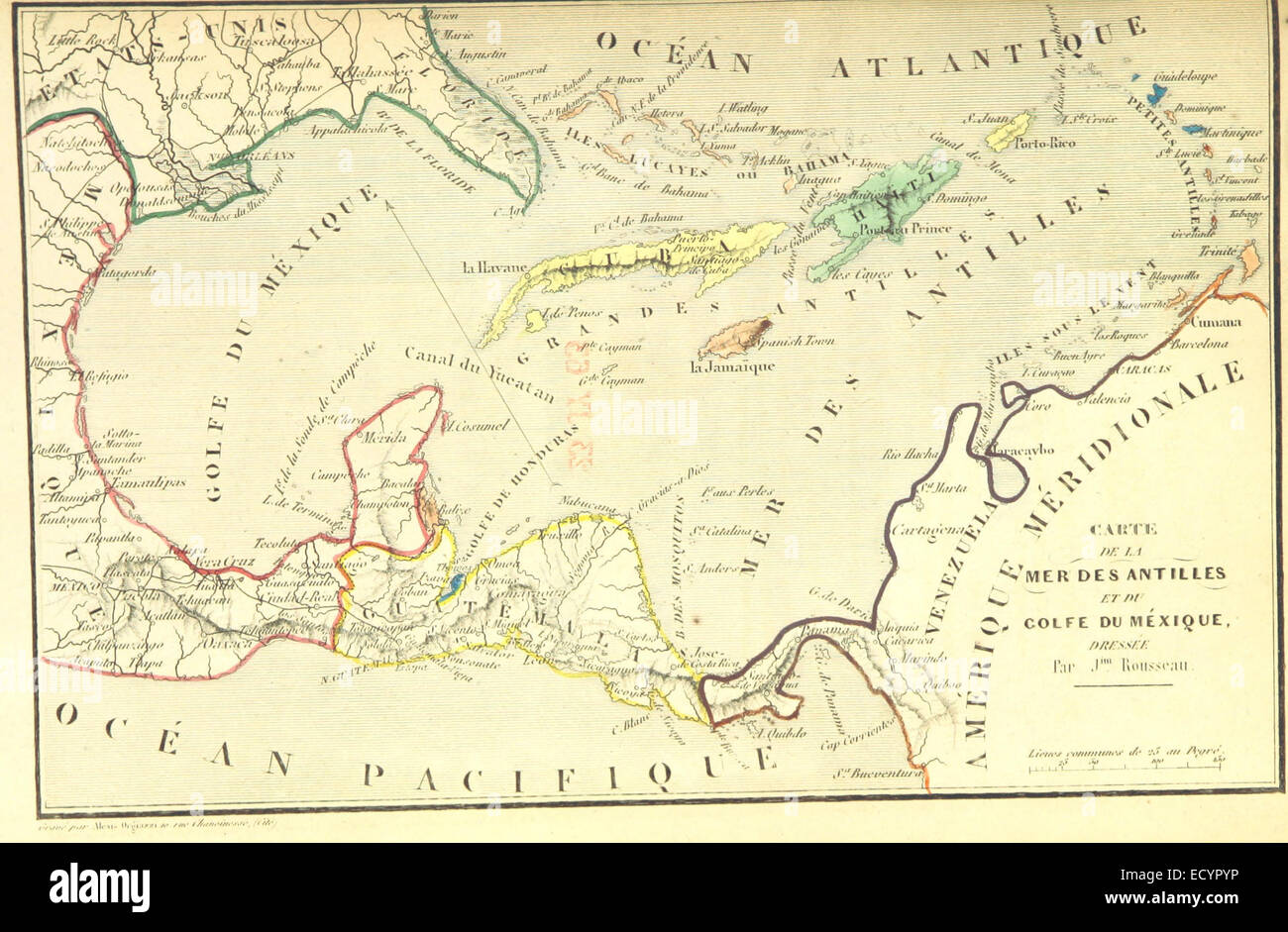 Carte De La Mer Des Antilles Et Du Golfe Du Mexique Stock Photo Alamy