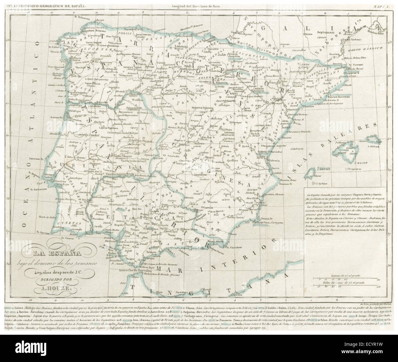 CHAO(1849) Atlas Historico Geografico de España - Mapa 1 (409) Stock Photo
