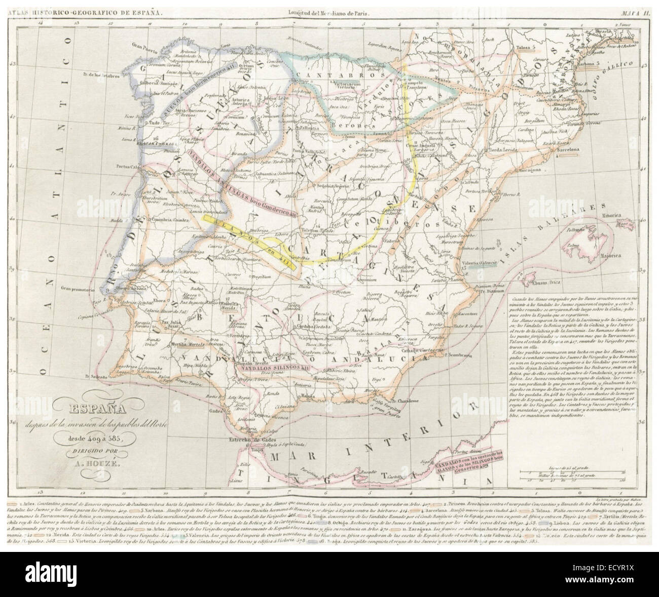 CHAO(1849) Atlas Historico Geografico de España - Mapa 2 (409-585 Stock  Photo - Alamy