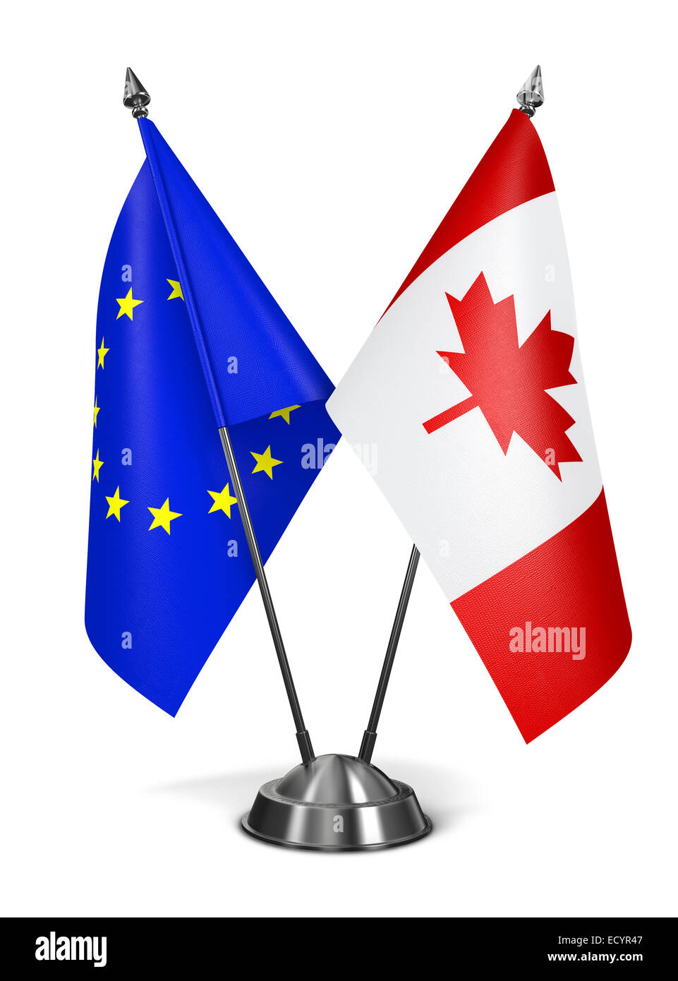 EU and Canada - Miniature Flags. Stock Photo