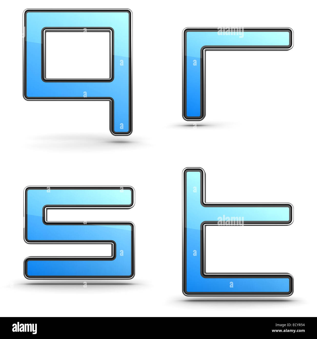 Letters Q, R, S, T - Set in Touchpad Style. Stock Photo