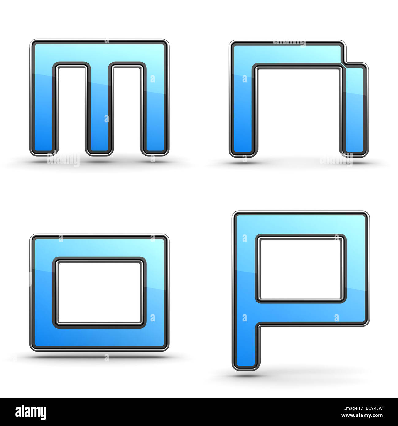 Letters M, N O, P - Set in Touchpad Style. Stock Photo