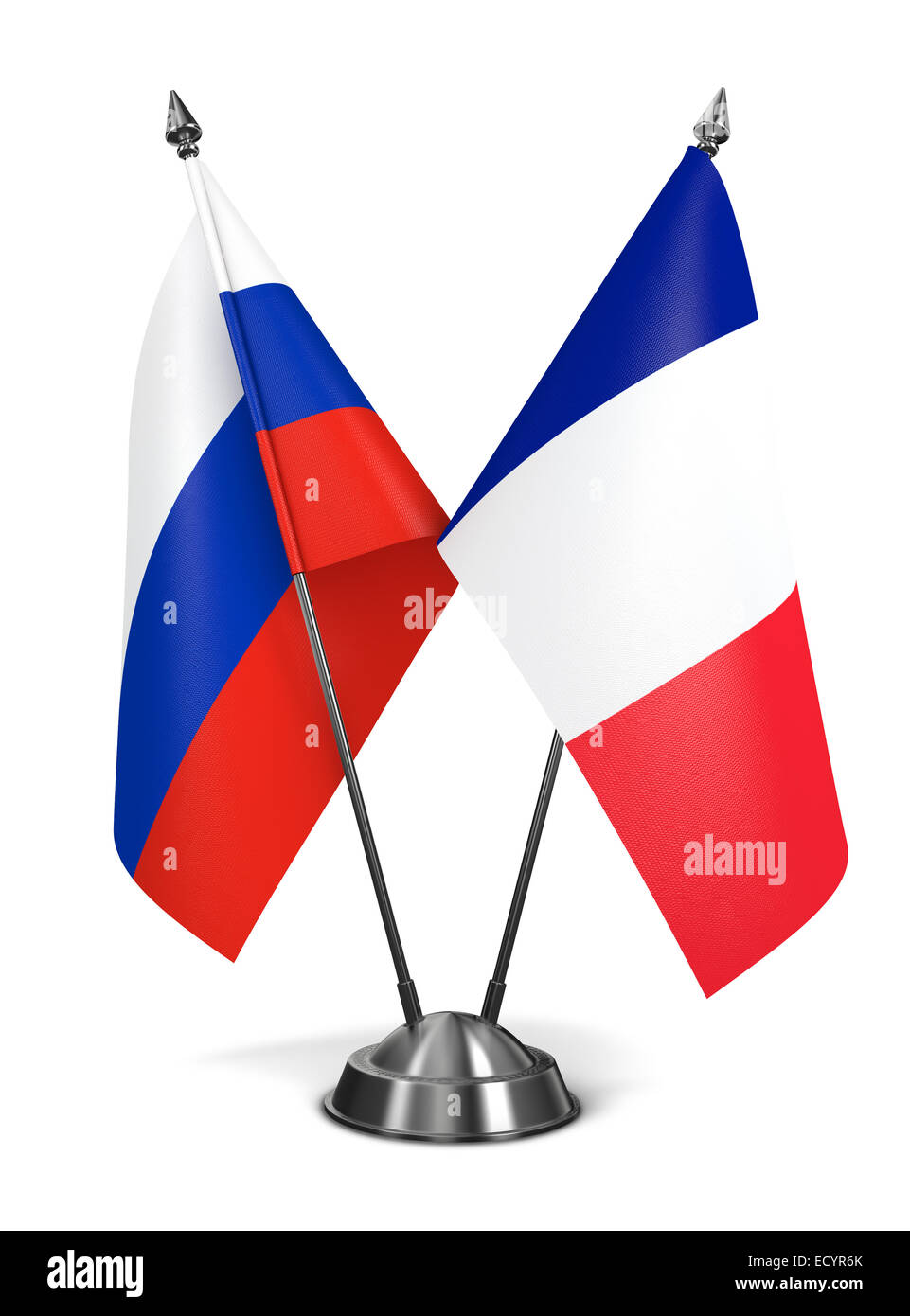 Russia and France  - Miniature Flags. Stock Photo