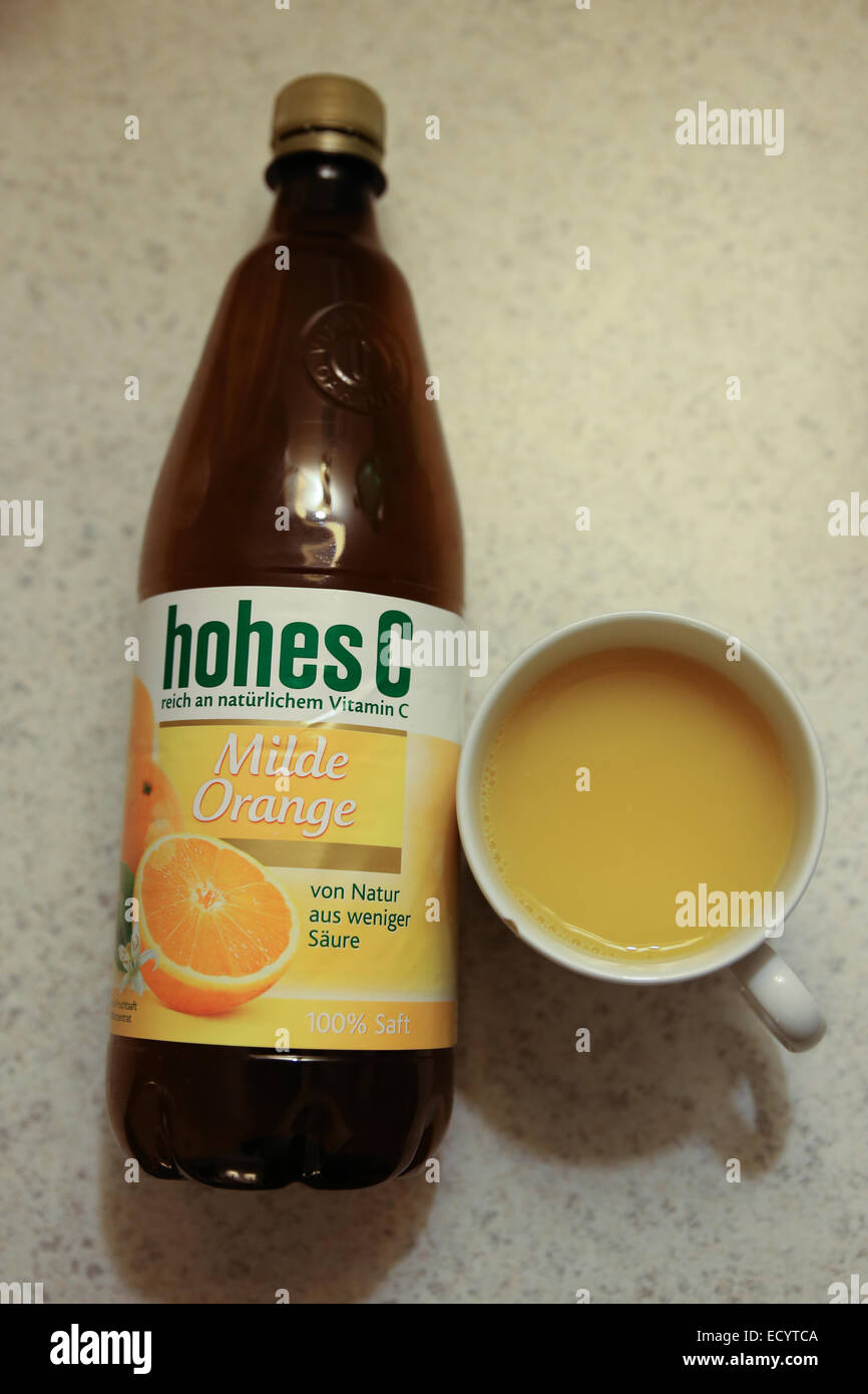 orange juice bottle mug Stock Photo Alamy