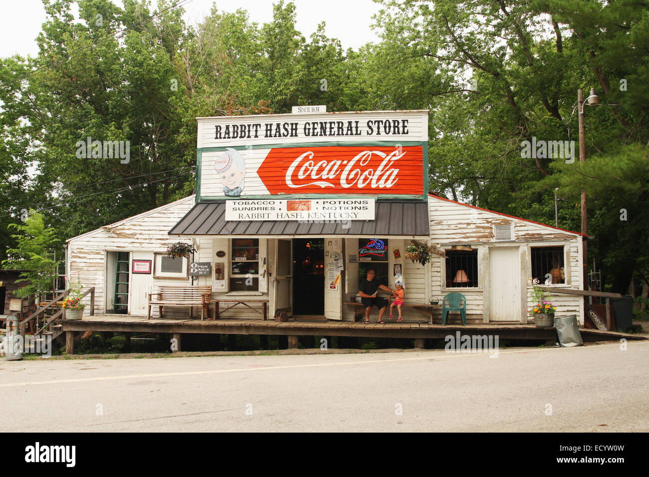 Rabbit Hash General Store with large Coca-Cola sign. Rabbit Hash, Kentucky, USA. Circa 1813. A historic small town on the Ohio R Stock Photo