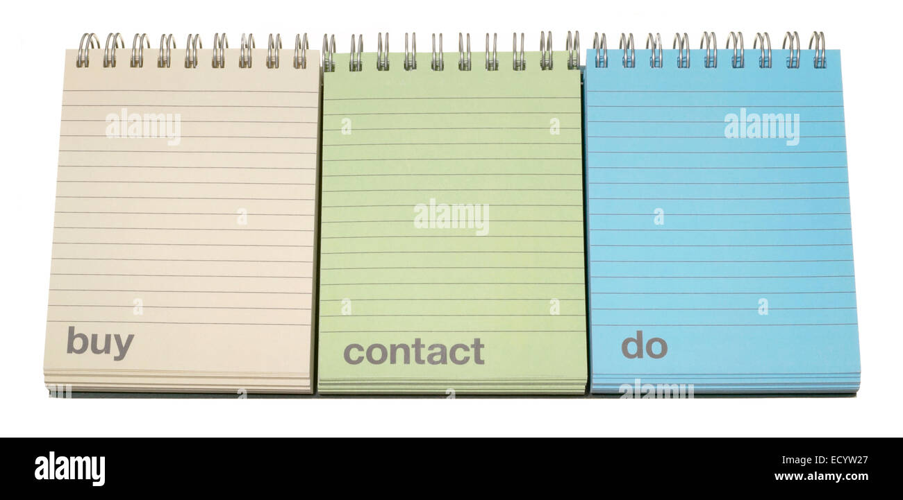 buy contact and to do list matching notepads Stock Photo