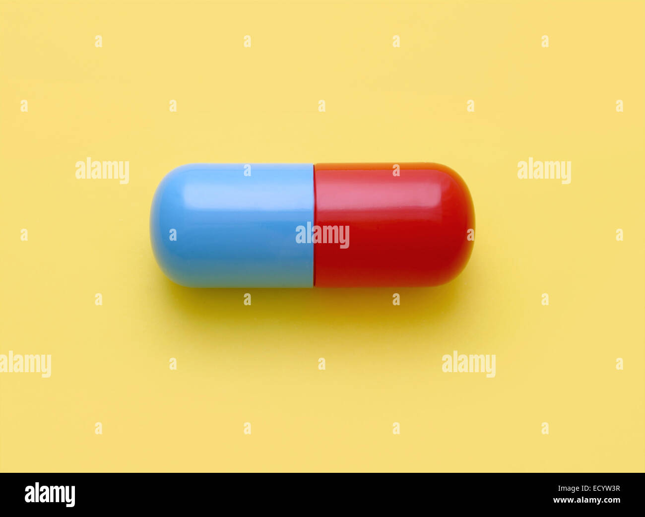 red and blue pill capsule Stock Photo