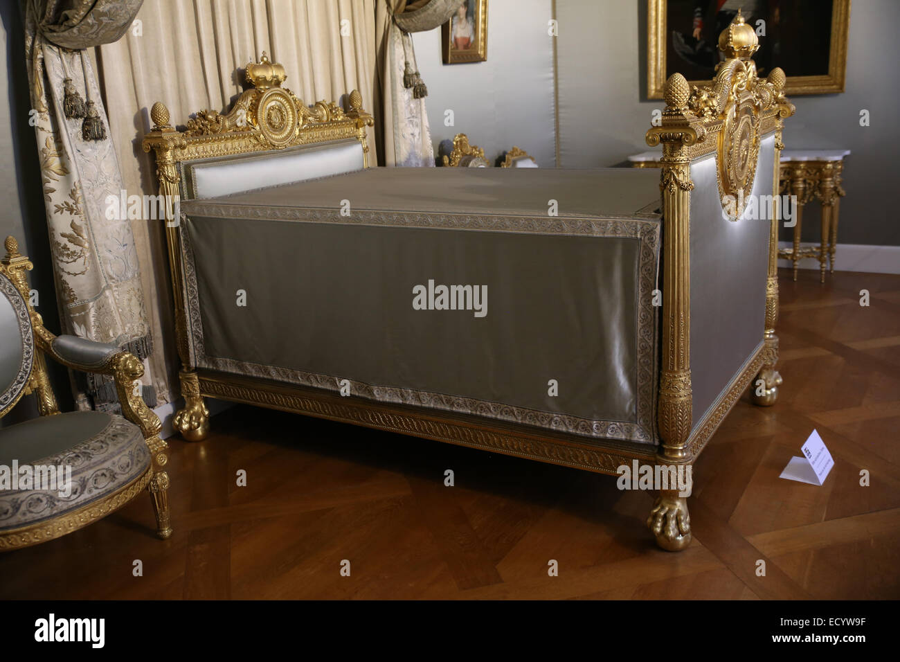 former Bavarian king bed Munich Residenz Stock Photo