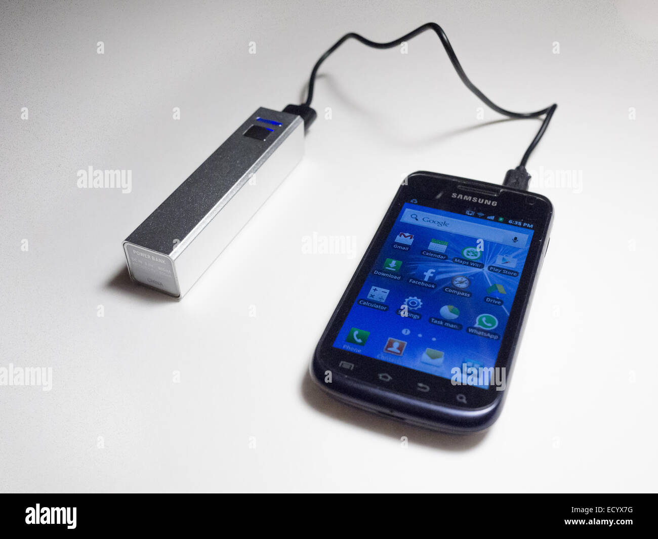 charging cell phone powerbank external battery Stock Photo