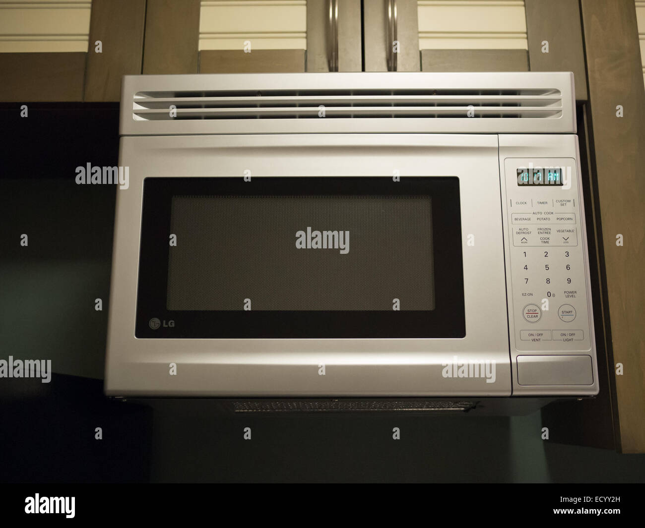top mount stainless steel microwave oven Stock Photo