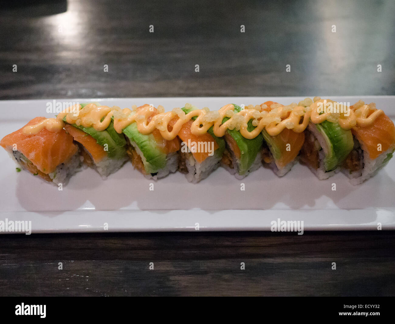 spicy salmon roll Stock Photo