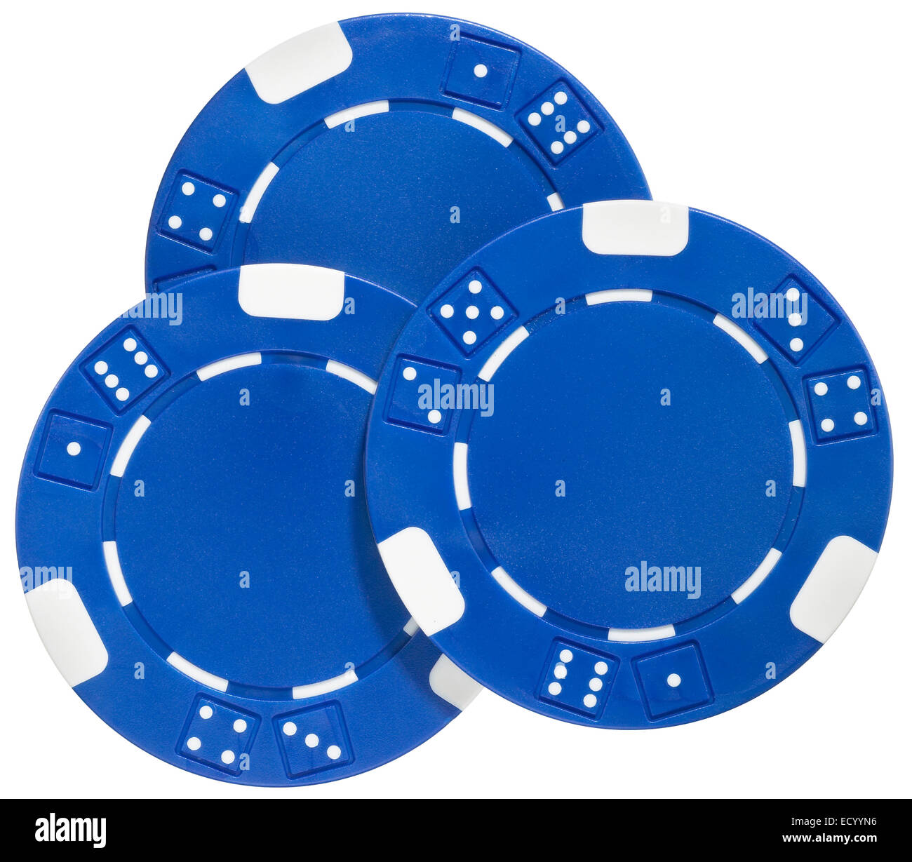 three blue poker chips Stock Photo Alamy