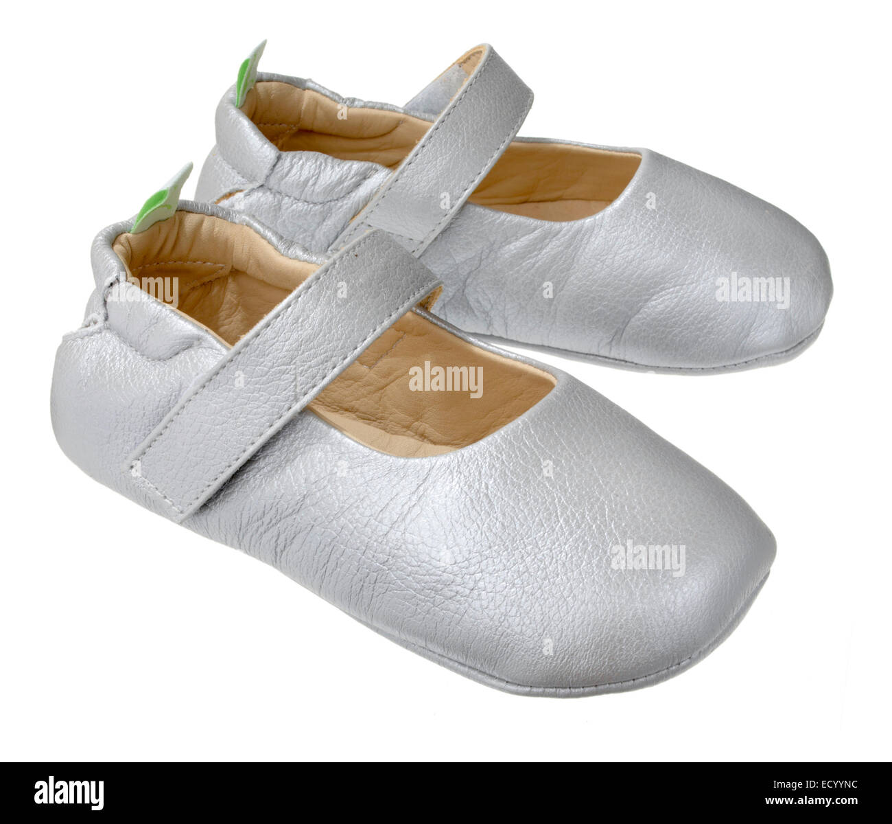 tip toe joey baby shoes mary jane style in gray leather Stock Photo