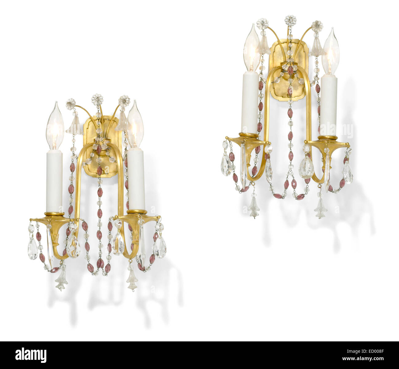 wall sconces with beads and electric candle Stock Photo