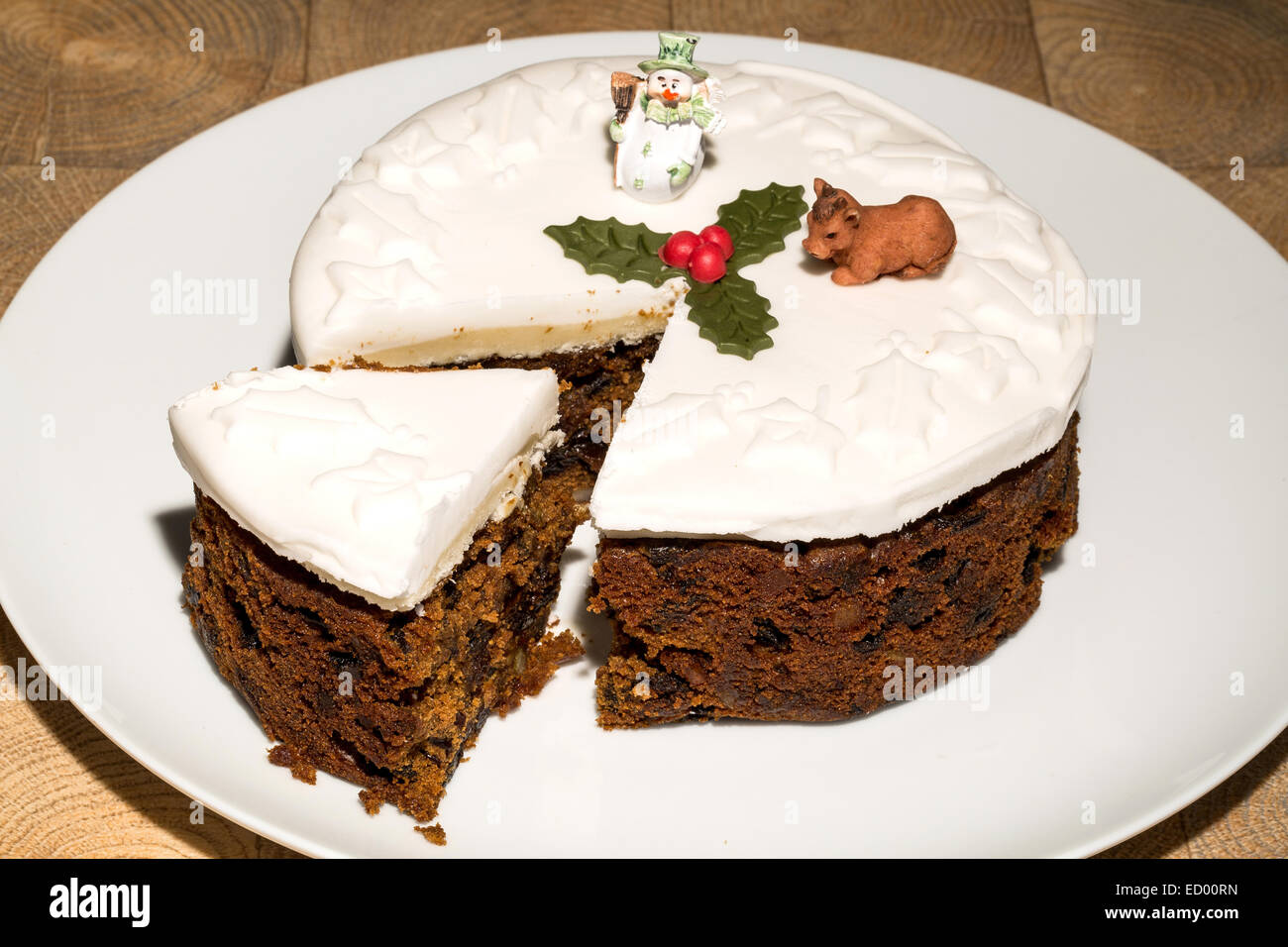A traditional iced Christmas cake Stock Photo