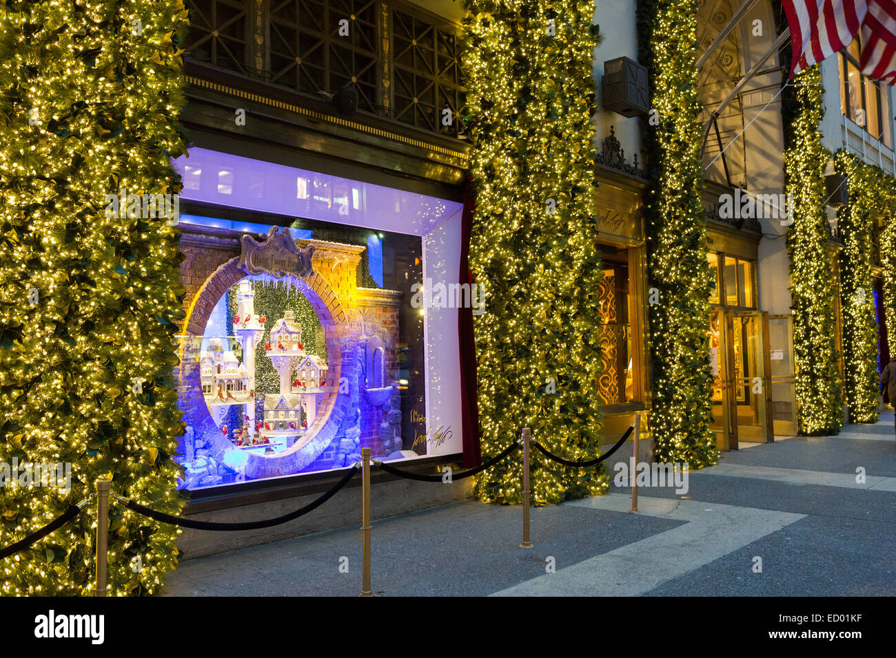 Christmas window holiday display at Lord & Taylor department store along 5th Avenue December 16, 2014 in New York City, NY. Stock Photo