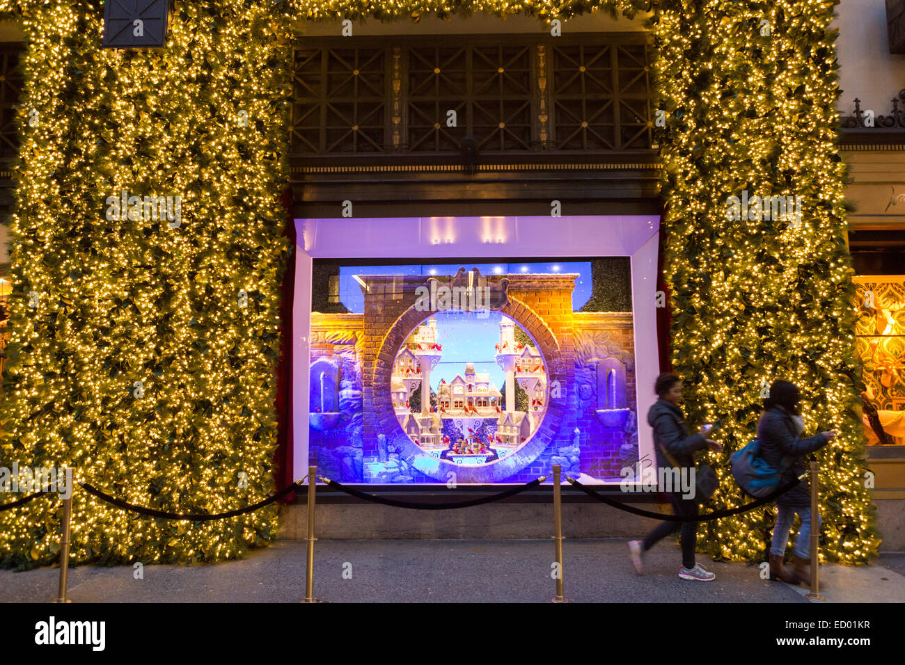 Christmas window holiday display at Lord & Taylor department store December 16, 2014 in New York City, NY. Stock Photo