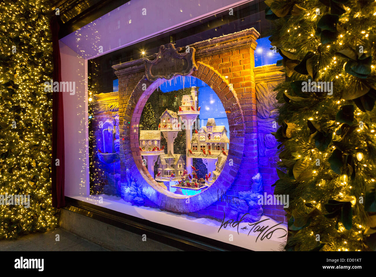 Christmas window holiday display at Lord & Taylor department store December 16, 2014 in New York City, NY. Stock Photo