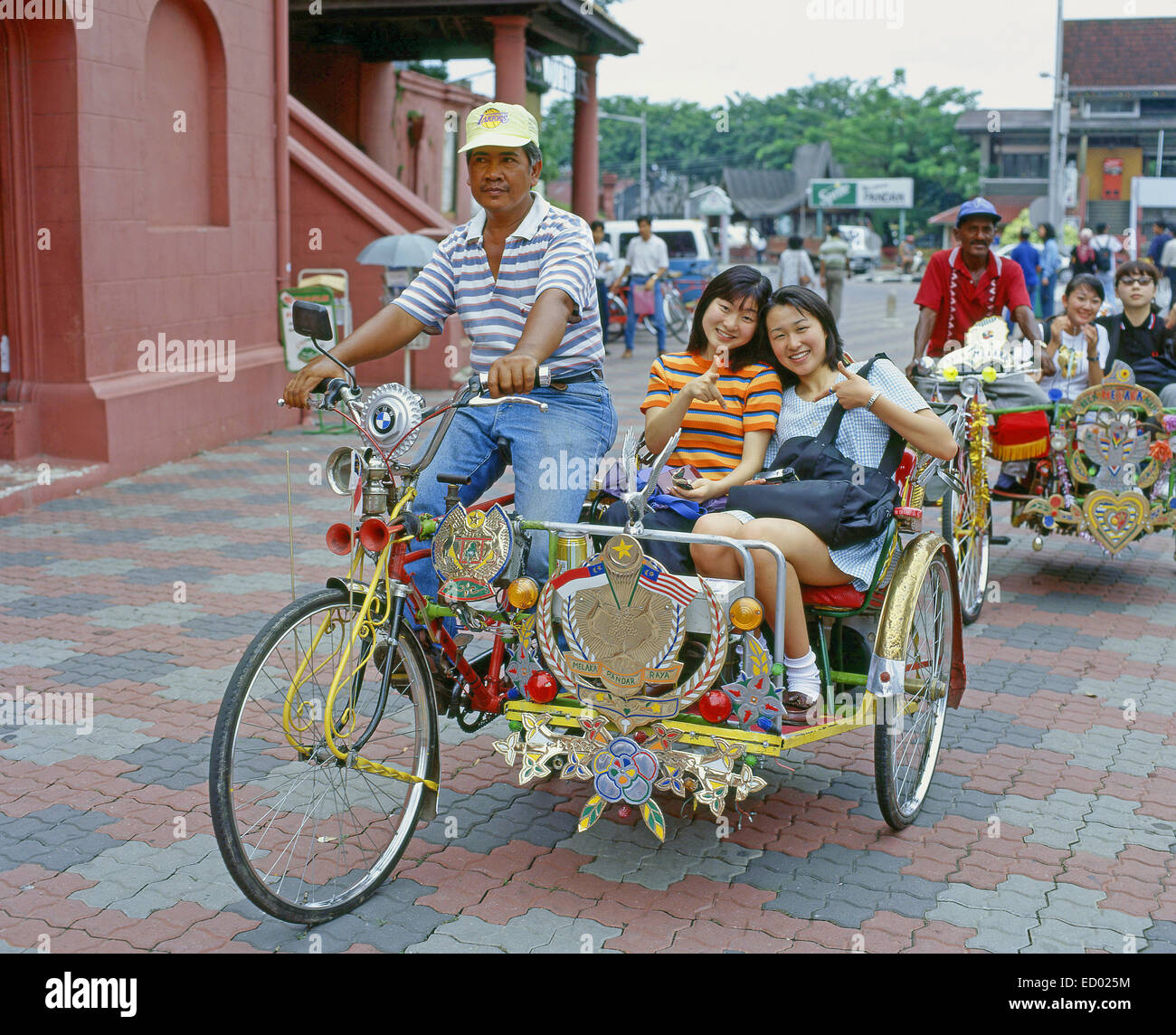 Decorated pedicab rickshaw (trisikad), Central Malacca District, Malacca (Melaka) City, Malacca State, Malaysia Stock Photo