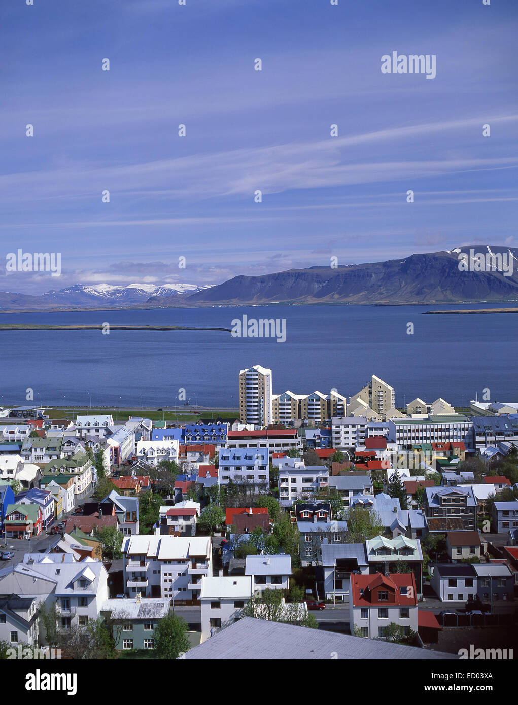 City and harbour view, Reykjavík, Capital Region, Republic of Iceland Stock Photo