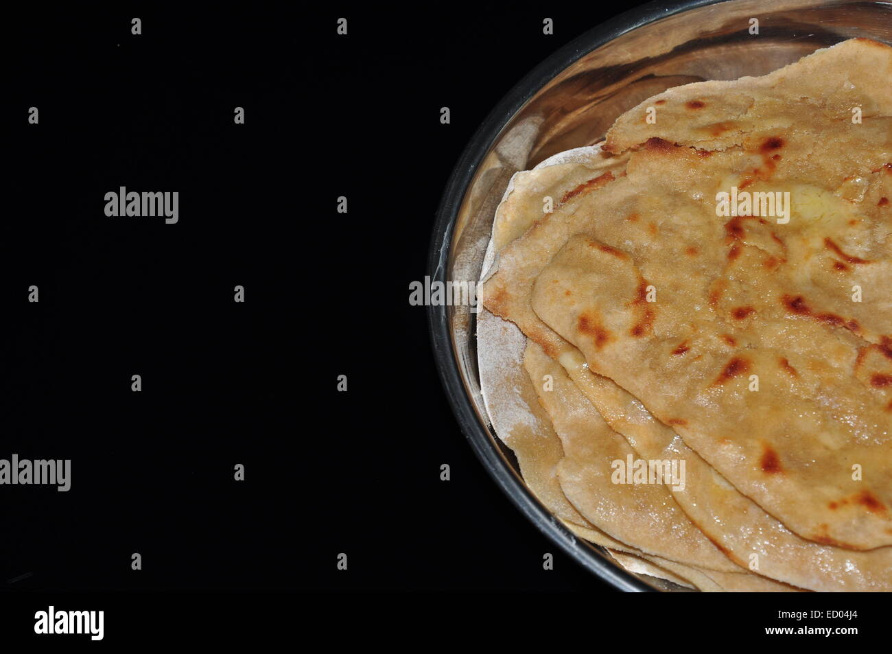 home made chapatti with atta flour and butter Stock Photo