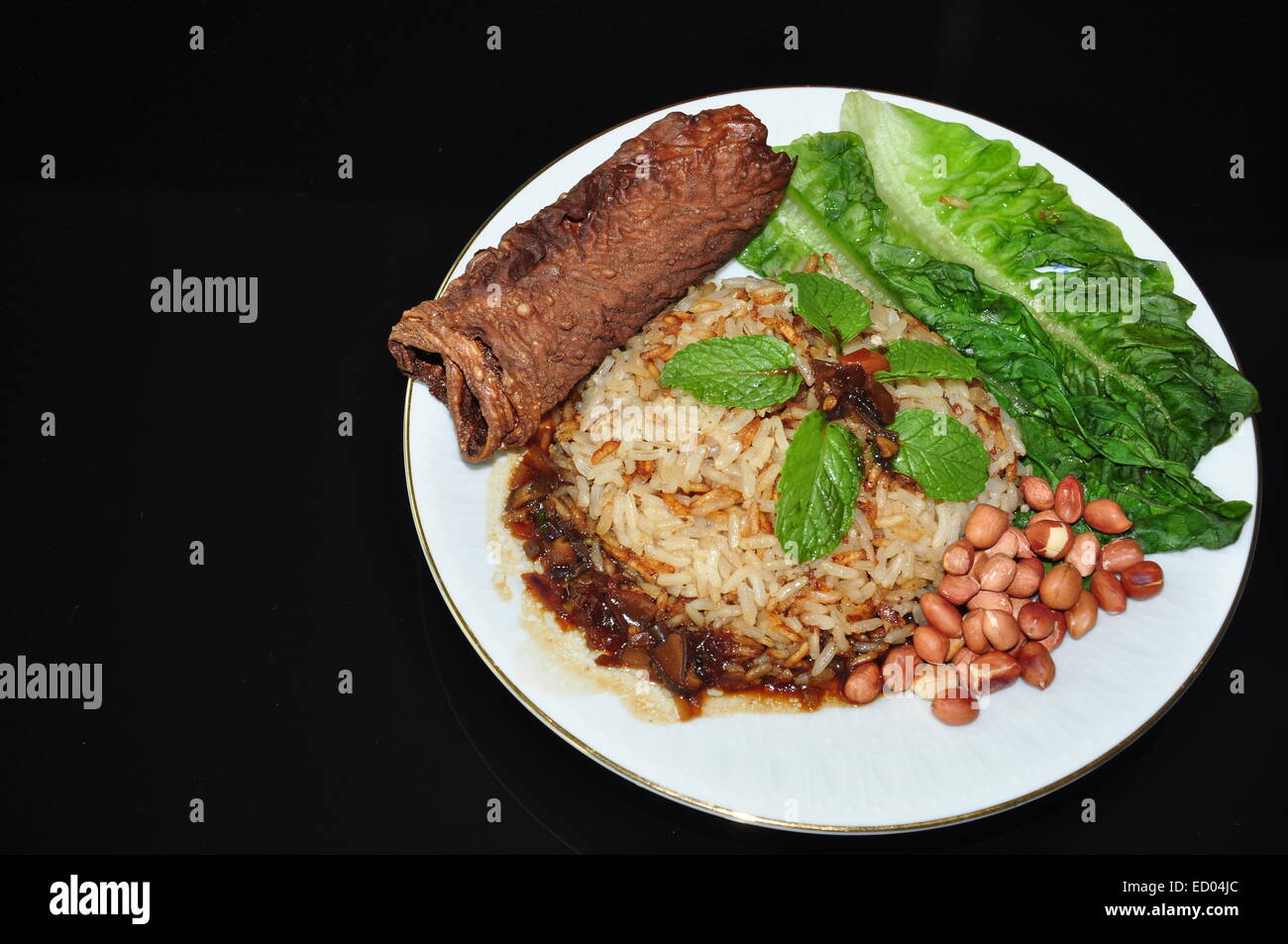 vegetable coconut milk rice with fried bean curds Stock Photo Alamy