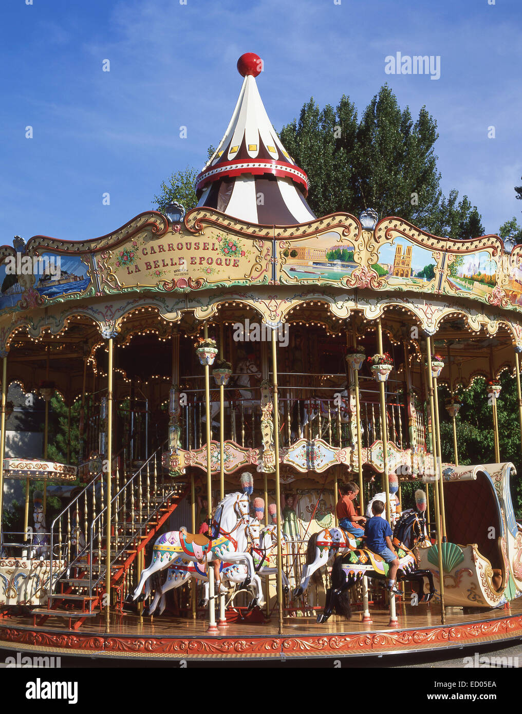 Traditional carousel, Le Mont Saint-Michel, Lower Normandy Region, France Stock Photo