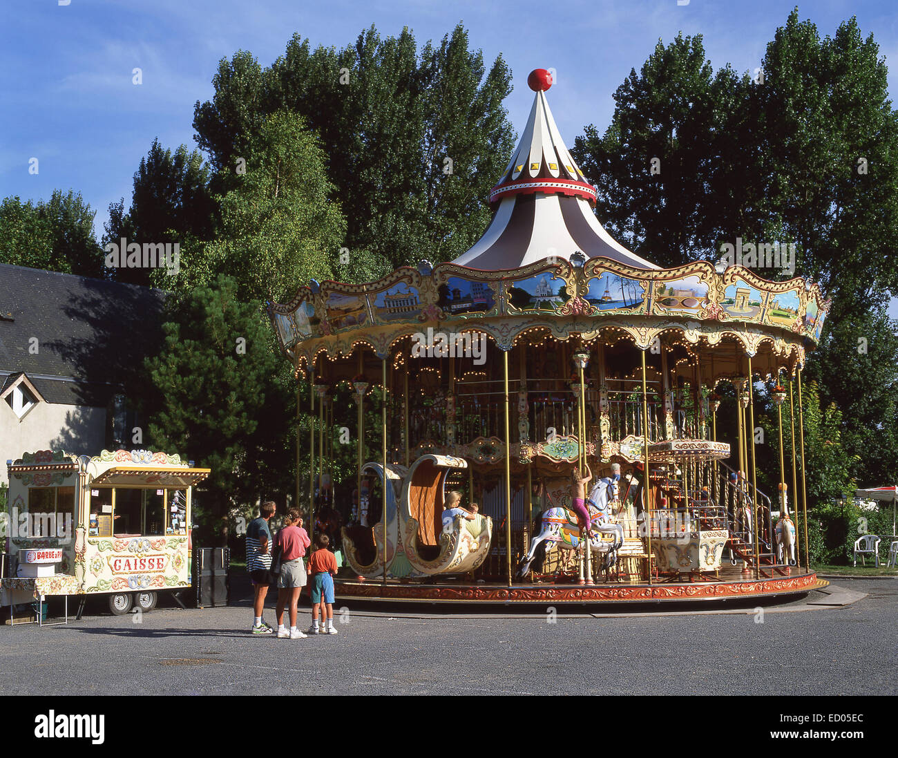 Traditional carousel, Le Mont Saint-Michel, Lower Normandy Region, France Stock Photo