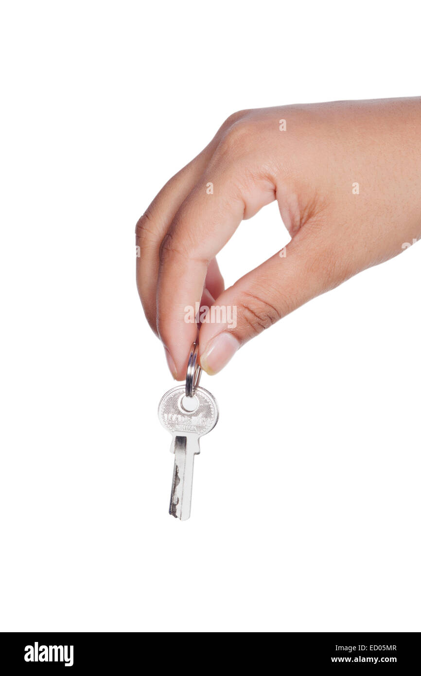1 lady Hand Real Estate key part of Stock Photo