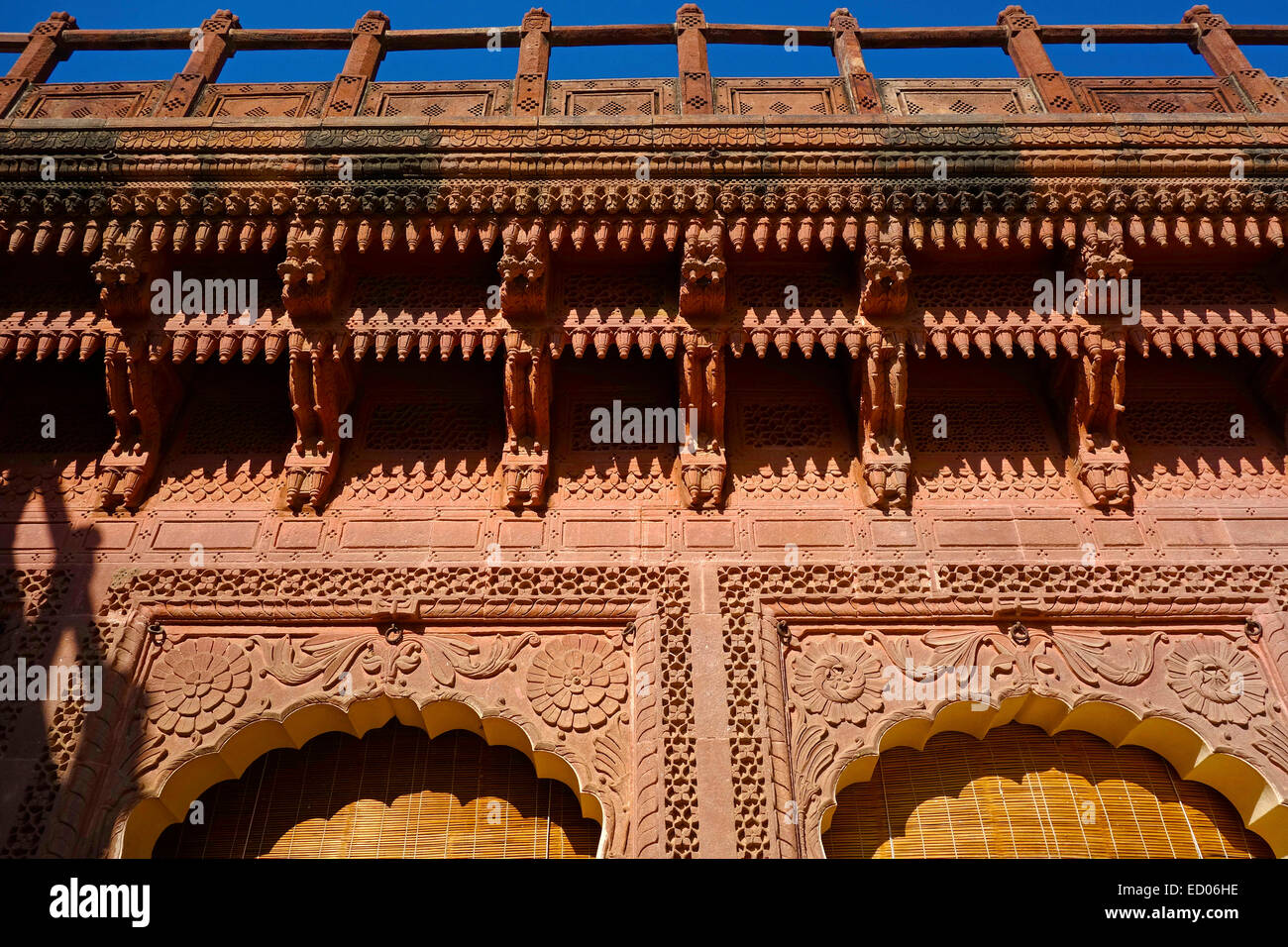 Architectural details,Mehrangarh Fort,Jodhpur,MArble,Stone,Inlay Work,Elaborate,Intrcate Floral motifs Stock Photo