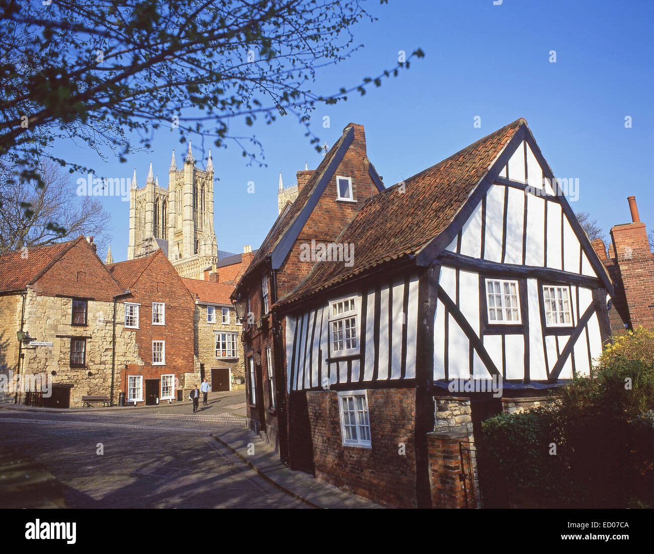 Lincoln Cathedral from Michaelgate, Lincoln, Lincolnshire, England, United Kingdom Stock Photo