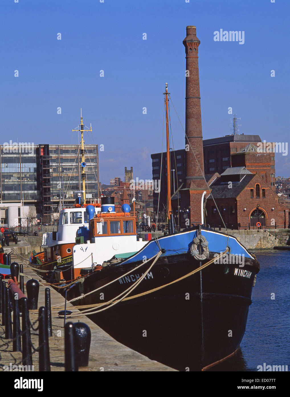 Boats berthed in Albert Docks, Liverpool, Merseyside, England, United Kingdom Stock Photo
