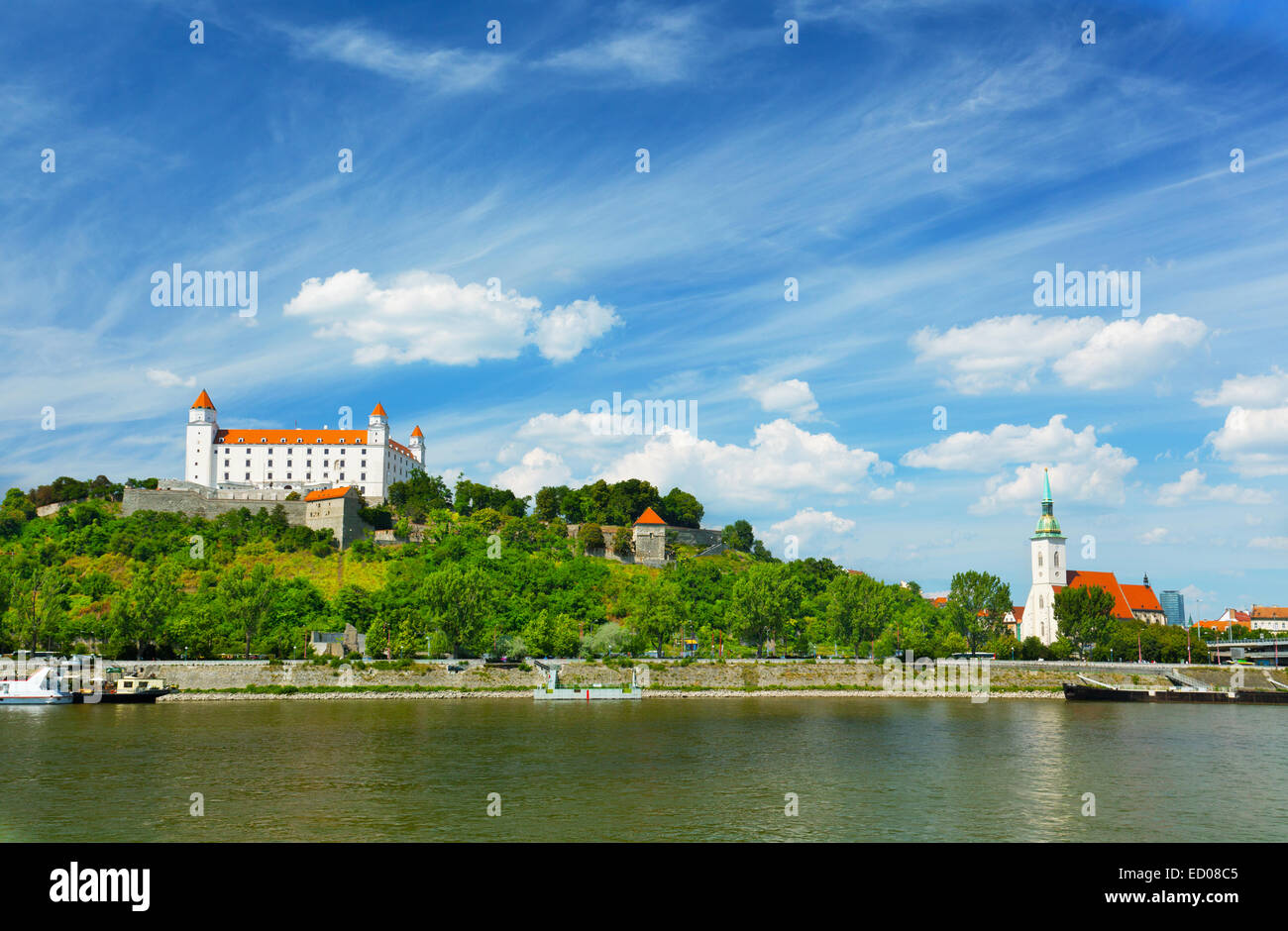 Medieval castle on the hill against the sky, Bratislava, Slovakia Stock Photo