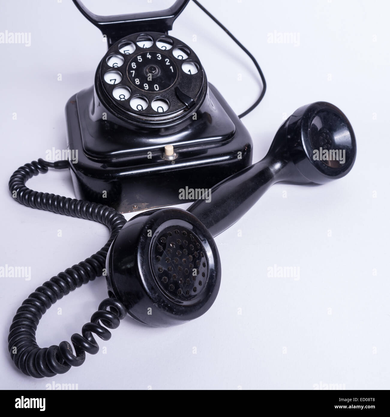 very old black telephone Stock Photo